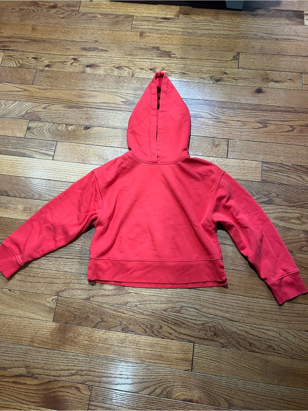 Zara Red Cropped Hooded Sweatshirt